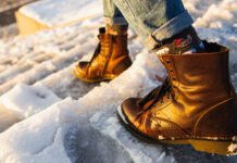 Person walking in snow with boots on